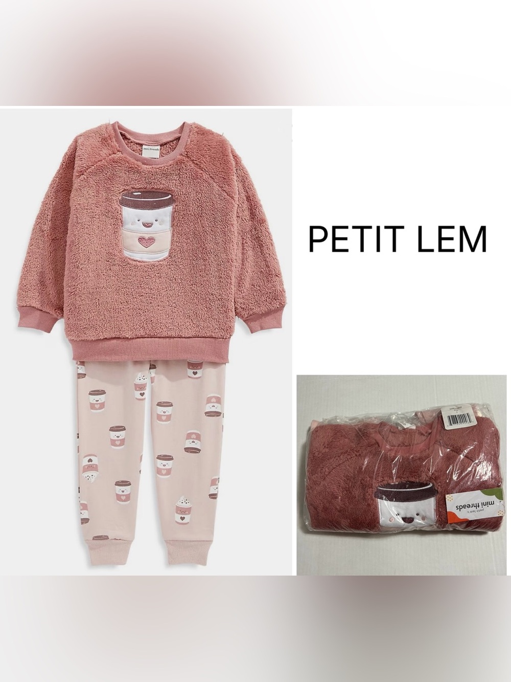 PETIT LEM - 2T - NWT - TODDLER GIRLS 2PC PINK COFFEE / LATTE OUTFIT SET